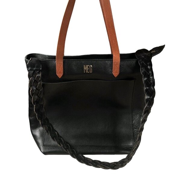Madewell Handbags - MADEWELL $158 Zip-Top Medium‎ Transport Black / Brown Leather Crossbody AE189
